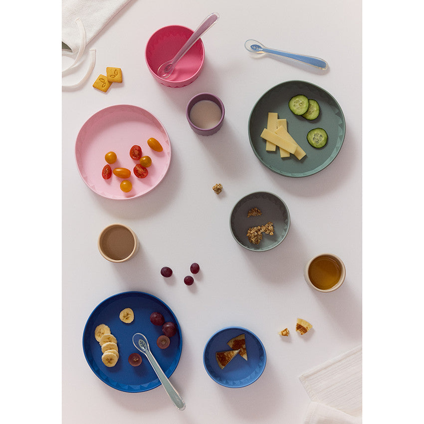 Set repas 3 pièces en silicone Origami vert - Prémaman