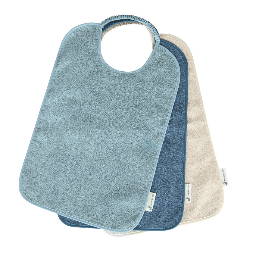 Lot de 3 bavoirs éponges à enfiler - Bleu - Prémaman