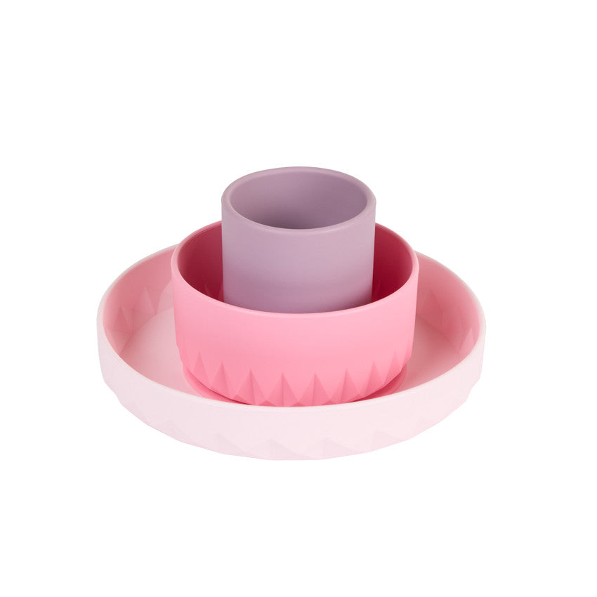 Coffret repas 3 pièces Origami en Silicone - Lila - Prémaman