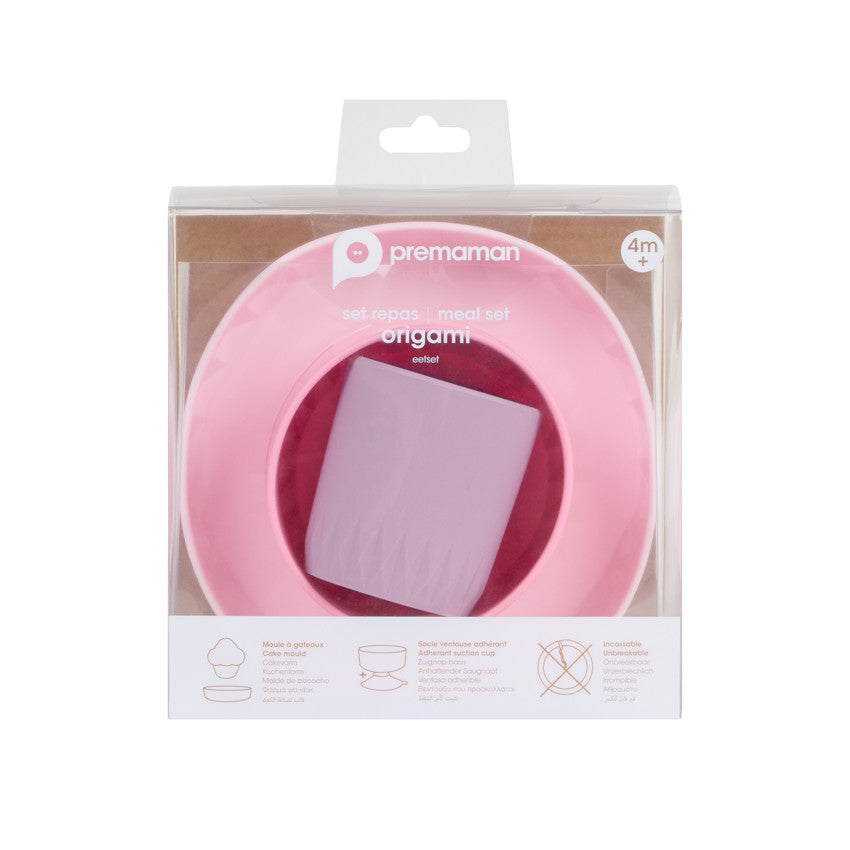 Coffret repas 3 pièces Origami en Silicone - Lila - Prémaman