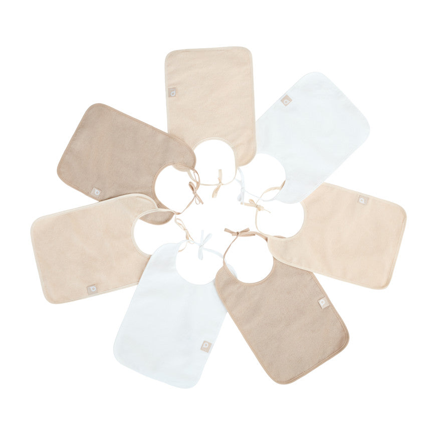 Lot de 7 bavoirs grand modèles - Beige - Prémaman