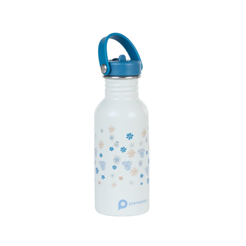 Stainless Steel Water Bottle with Tiny Flowers Straw - 500 ml - Maternity