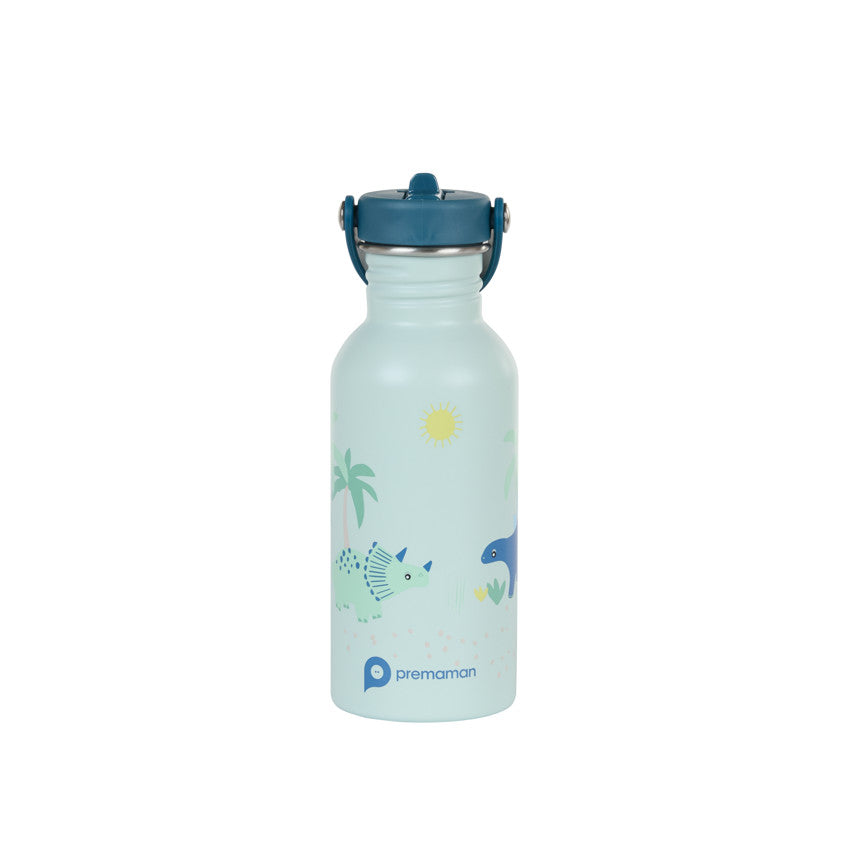 Gourde en inox avec paille Dino Rigolo - 500 ml - Prémaman