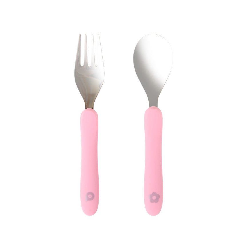 Set cuillère et fourchette Miamix en inox - Rose - Prémaman