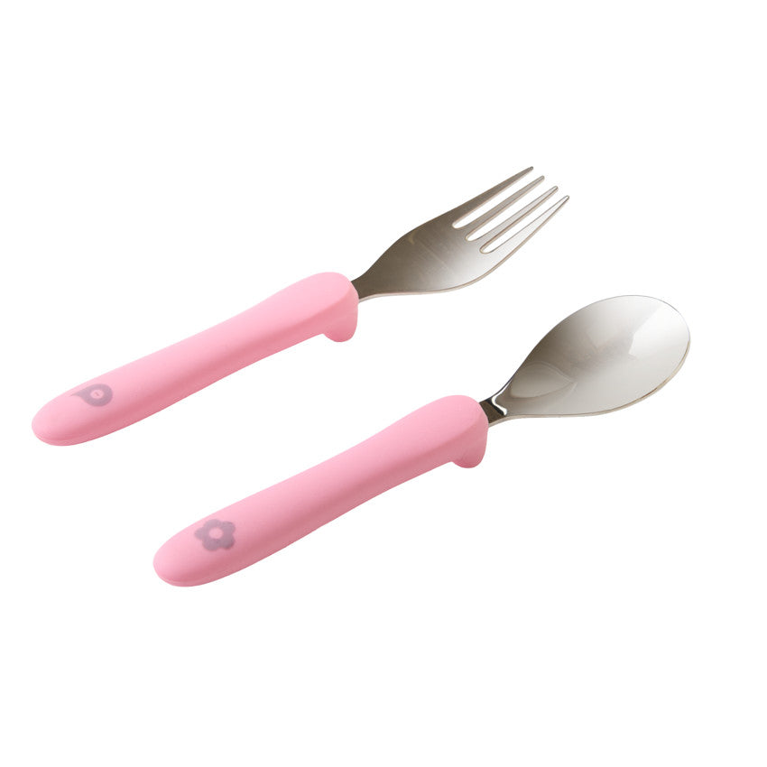 Set cuillère et fourchette Miamix en inox - Rose - Prémaman