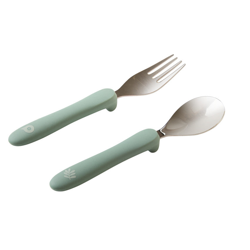 Set de couvert cuillère et fourchette Miamix - vert - Prémaman