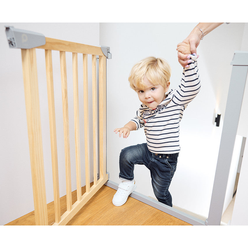 Barrière de sécurité par pression Optiwood 2.0 en bois - naturel - Prémaman
