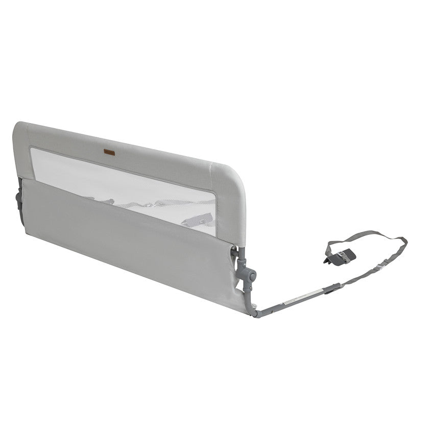 Barrière de lit avec filet et poche 120cm gris - Prémaman