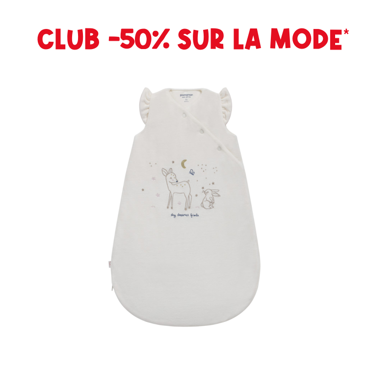 Sleeveless sleep bag TOG 3 in ecru velvet Little Deer - Prémaman