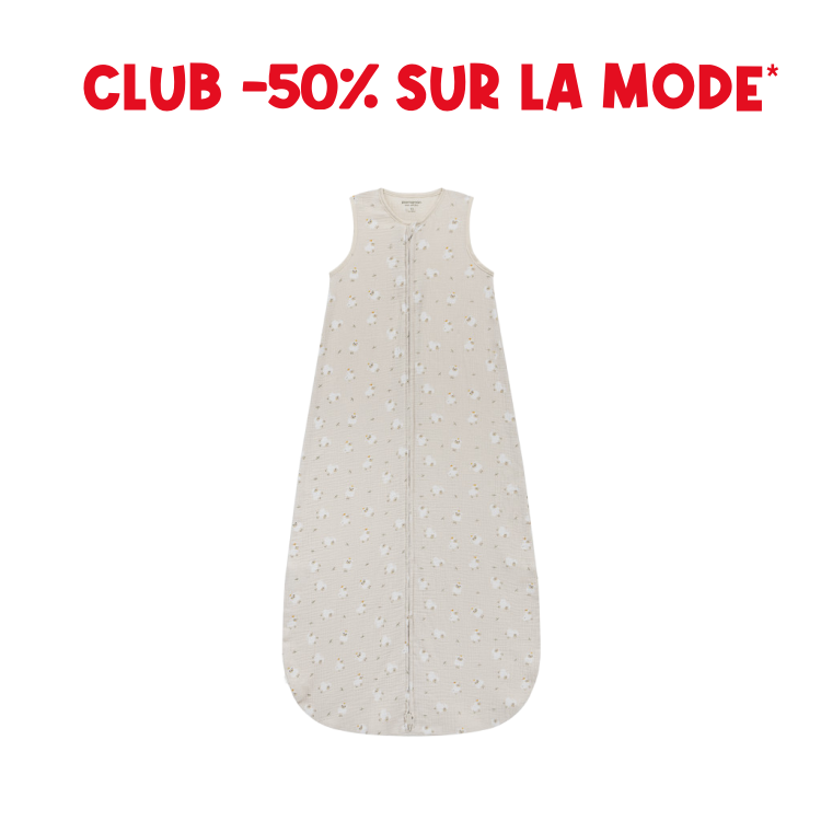 Gigoteuse TOG 0.5 en gaze imprimée moutons 18-36M La Vie à la Ferme beige - Prémaman