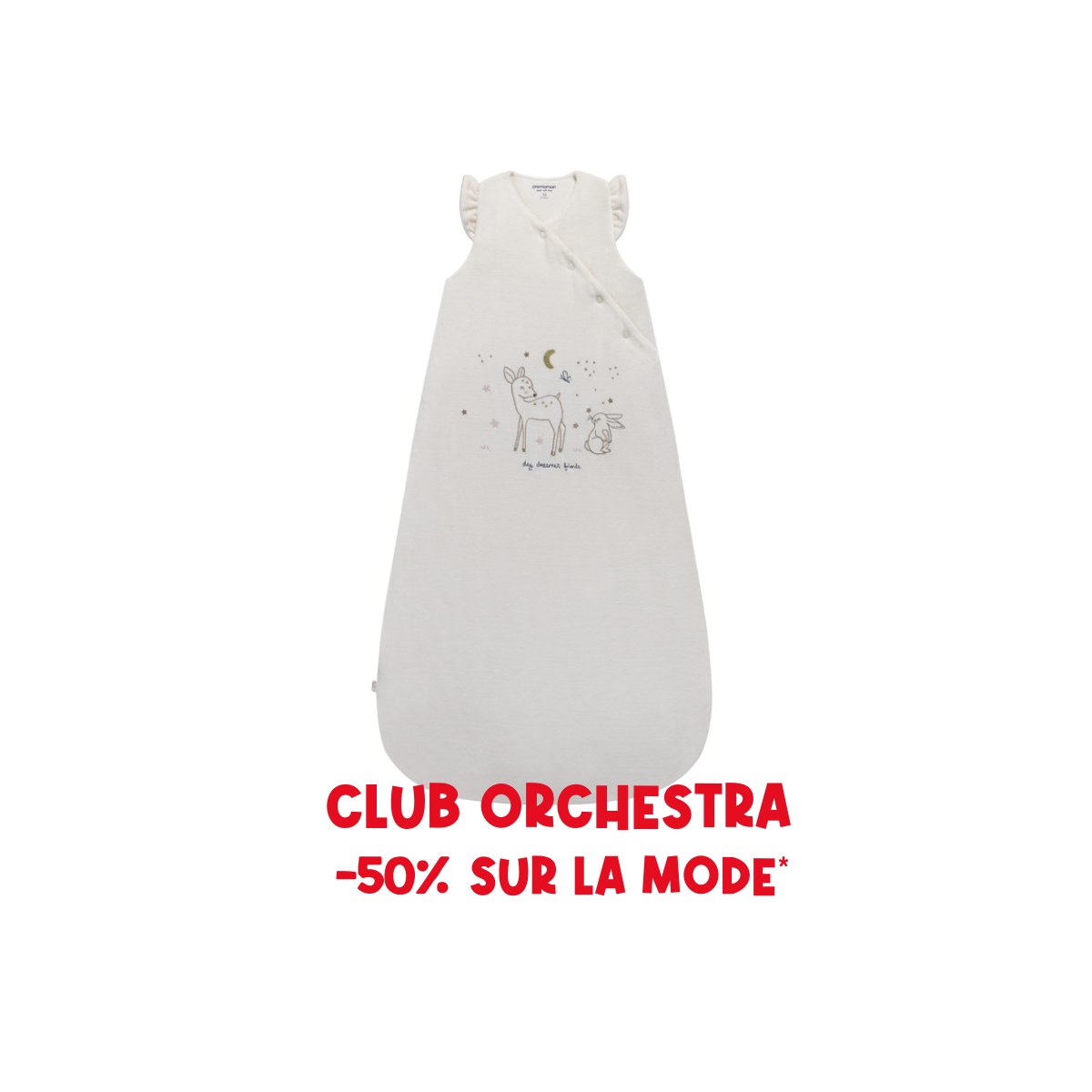 Gigoteuse sans manches TOG 3 en velours 18-36M Little Deer écru - Prémaman