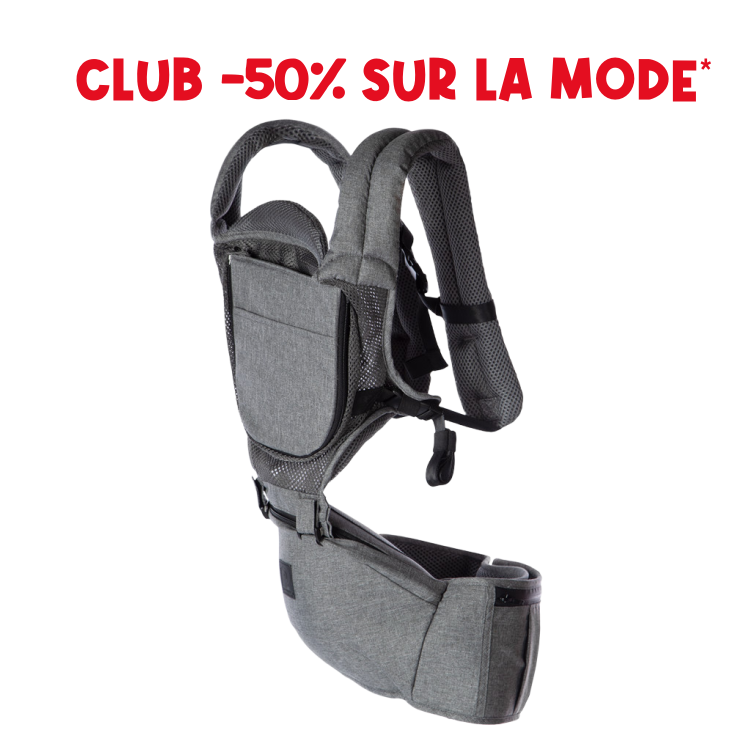 Porte-bébé 5 positions Avry gris chiné - Prémaman