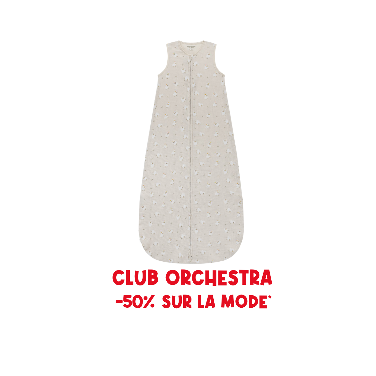 Gigoteuse TOG 0.5 en gaze imprimée moutons 18-36M La Vie à la Ferme beige - Prémaman