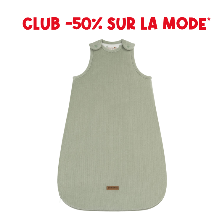 Sleeveless corduroy sleeping bag TOG 3.5 green - Prémaman