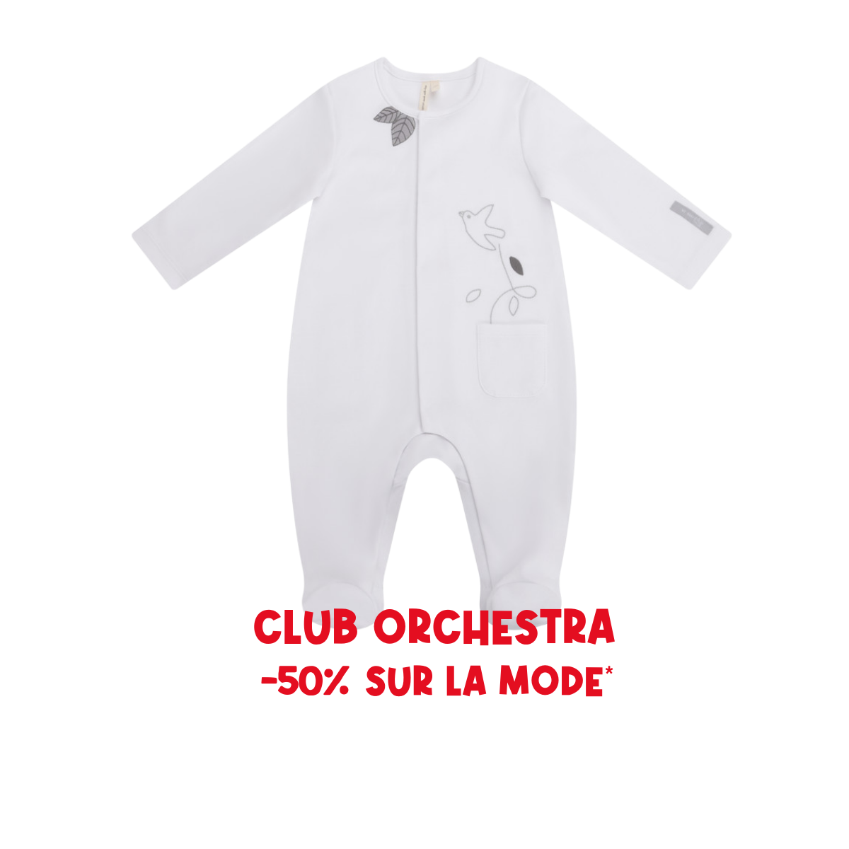Dors-bien interlock motif oiseau pour bébé fille - Prémaman